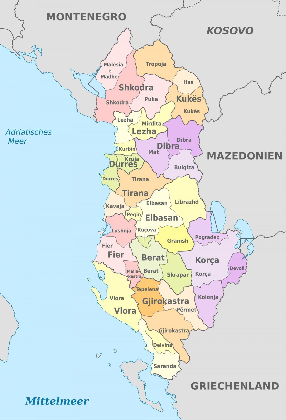 harta Albaniei politice