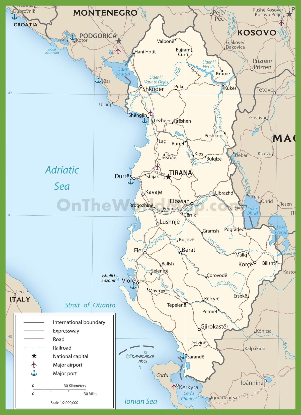 Albania drumuri hartă