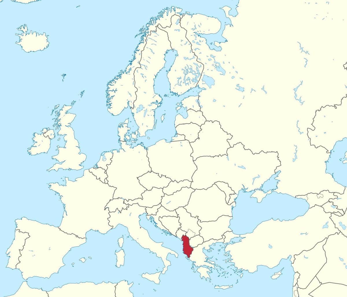 harta Albaniei europene