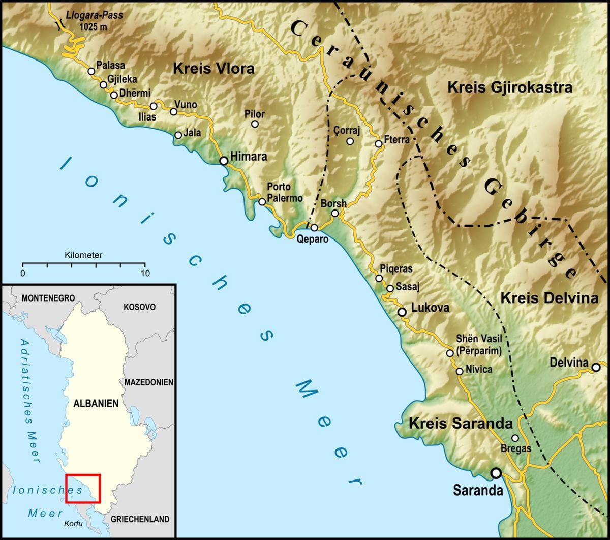 harta riviera albanez